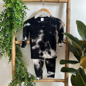 Lou Lou & Company Regan Matching Black Tie Dye Set - Bamboo (3-6 Months)